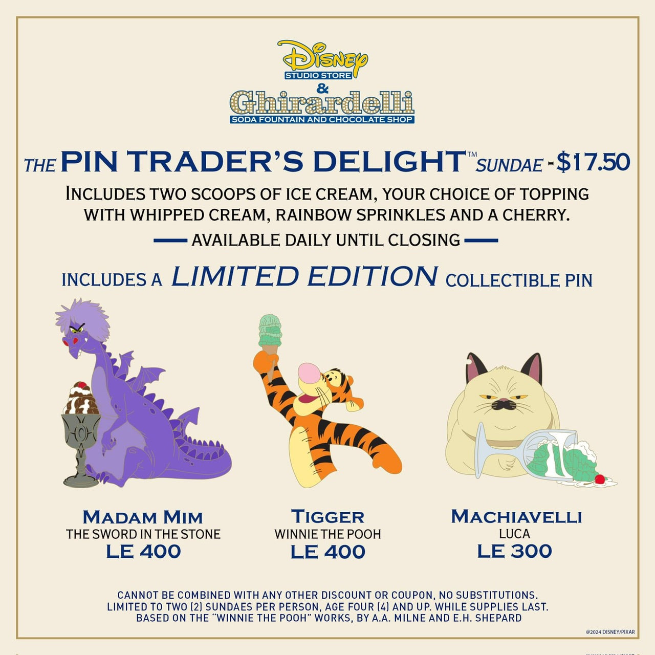 Madam Mim, Tigger & Machiavelli Pin Trader's Delight – March 23