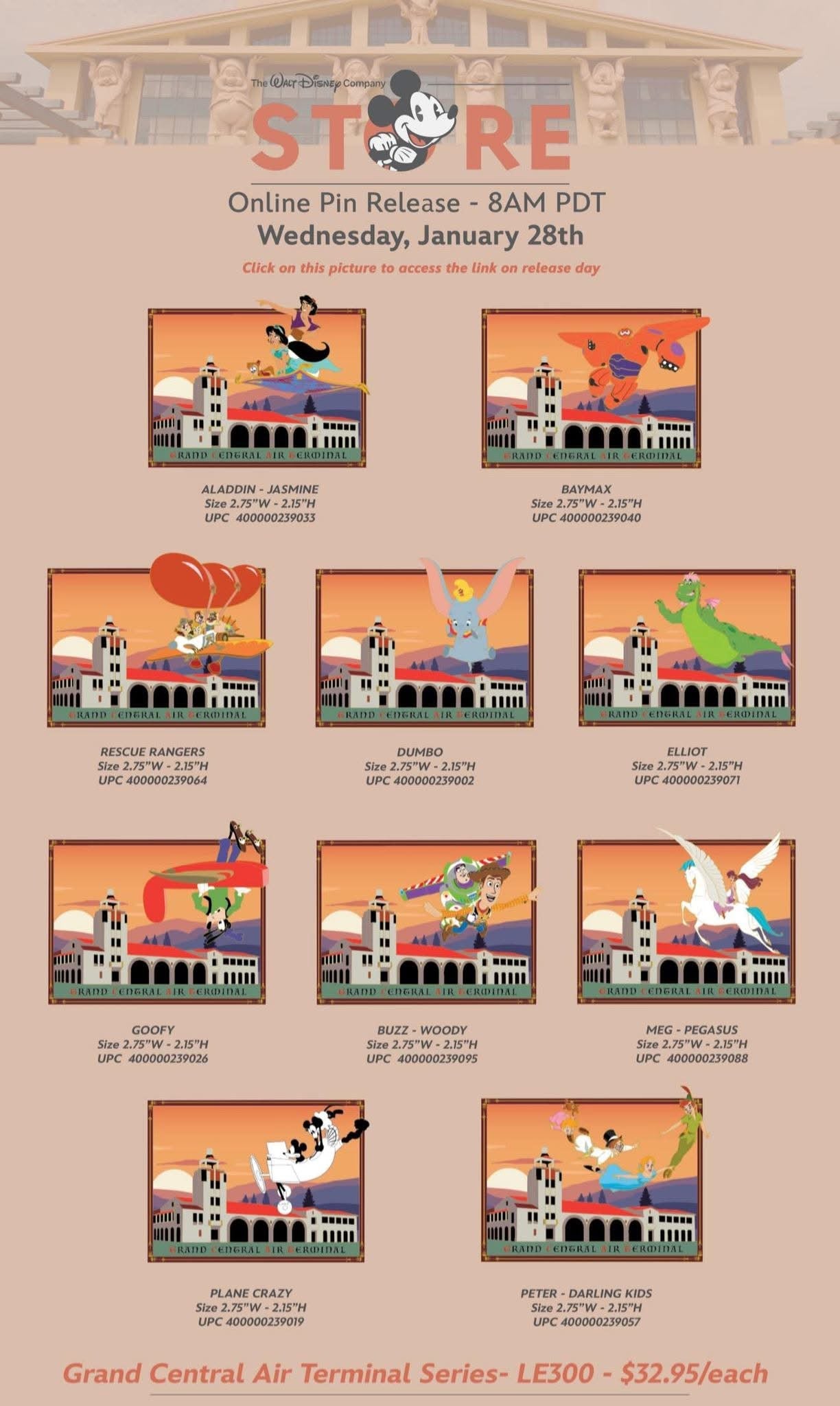 Grand Central Air Terminal Series Pins at The Walt Disney Company