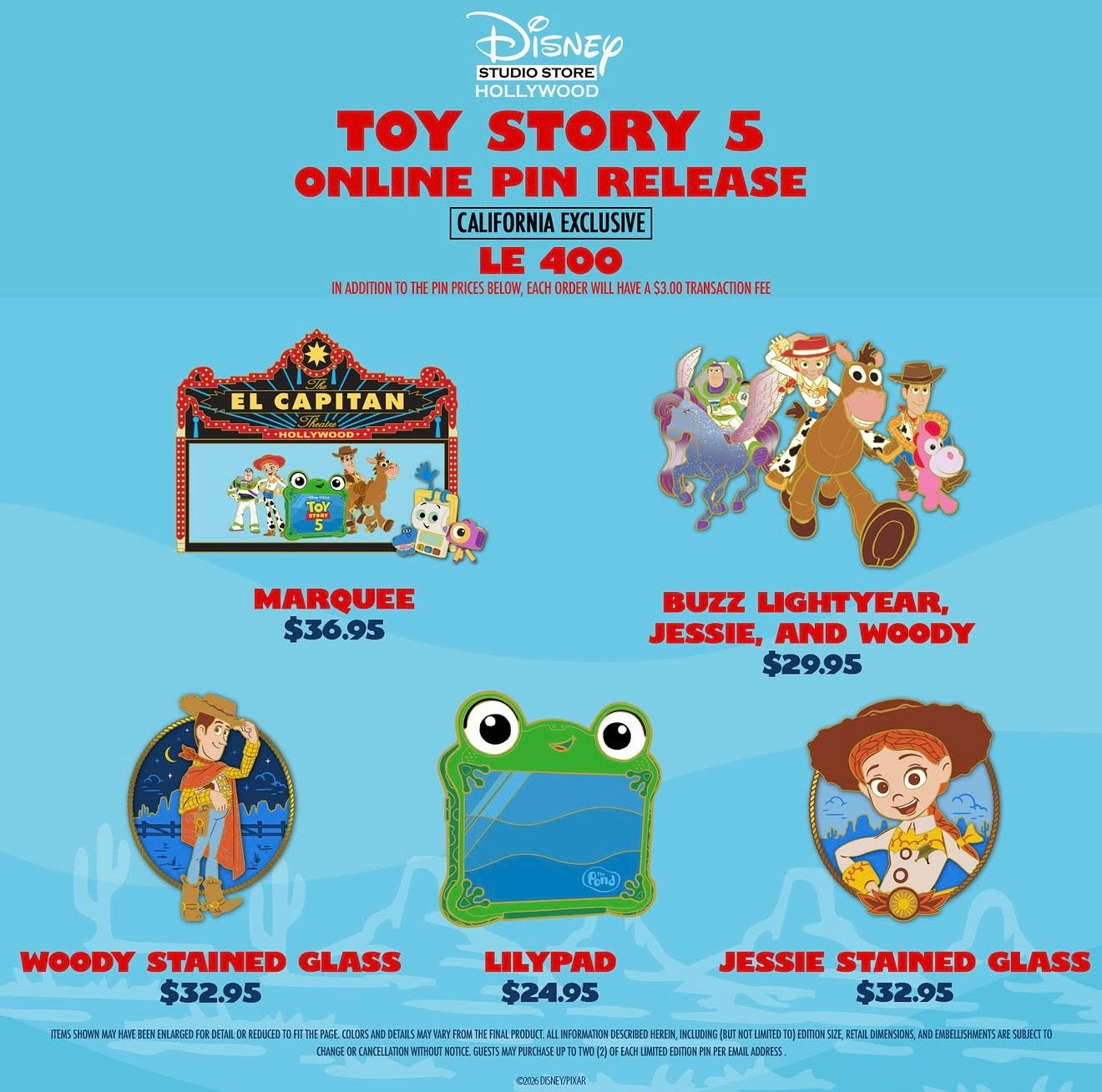 Toy Story 5 Pin Release Online at Disney Studio Store Hollywood