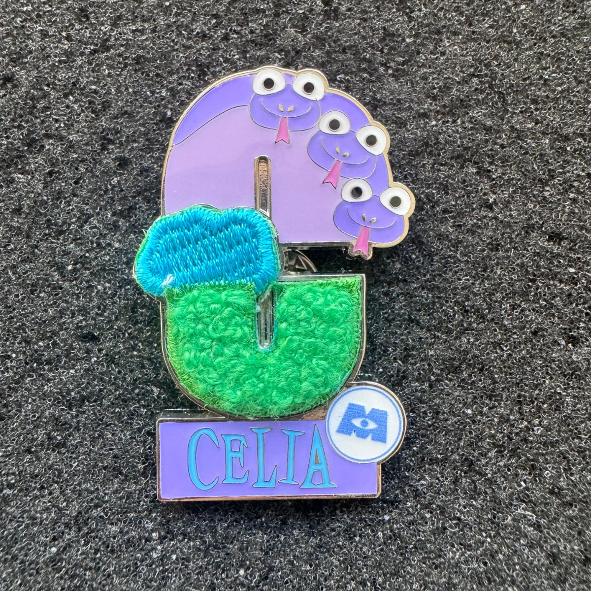 Celia Monsters Inc Letter Patches Pin