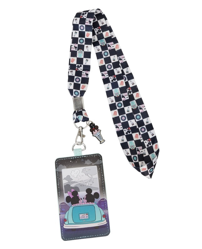 Mickey & Minnie Date Night Drive-In Loungefly Cardholder Lanyard