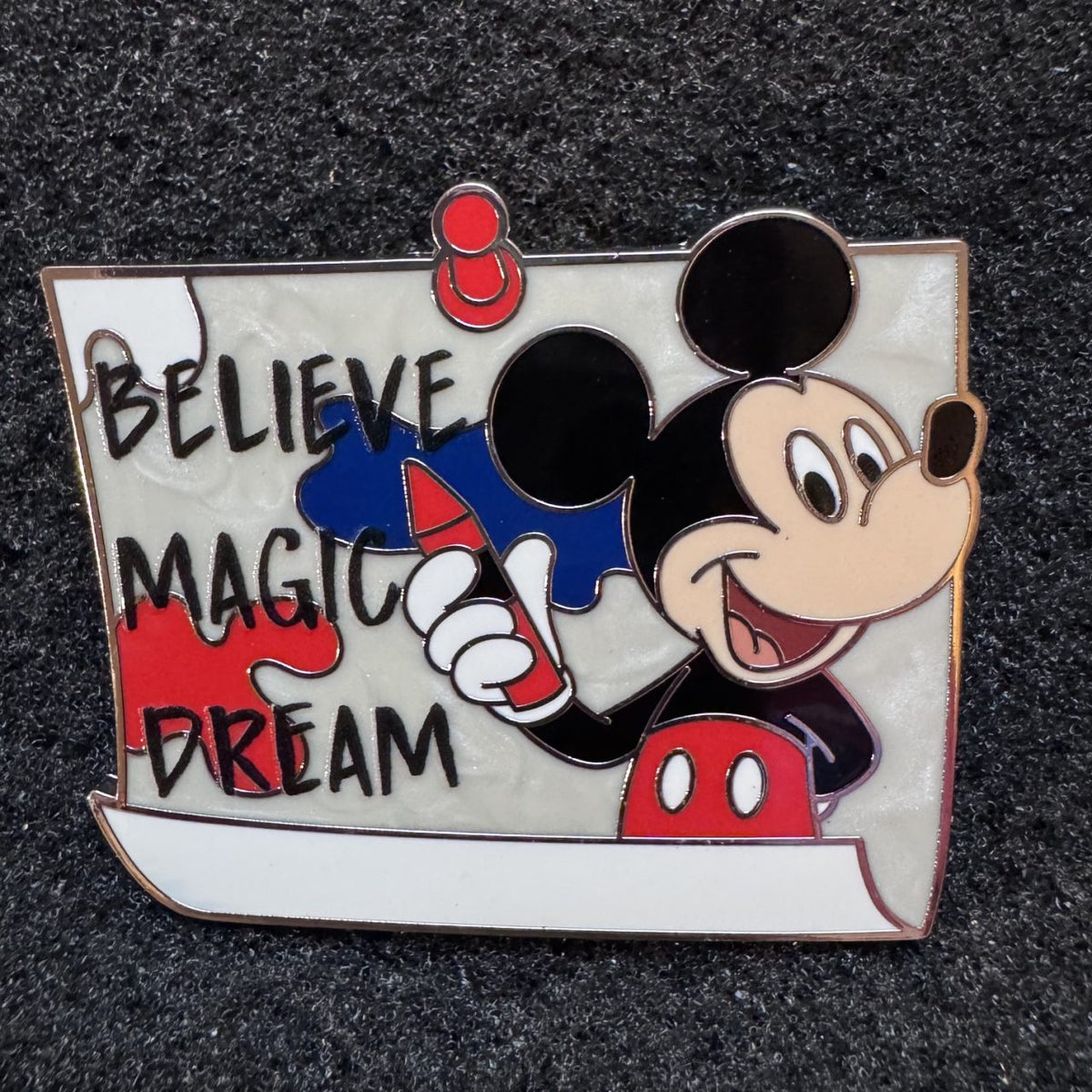 Mickey Mouse A-2-Z Pin Event Believe, Dream, Magic Character Corkboard Pin
