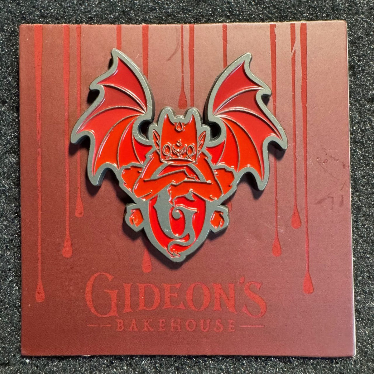 Gideon's Bakehouse Fire Red Gargoyle Pin