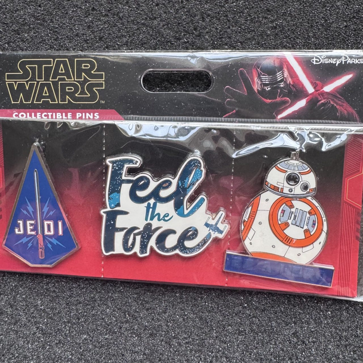 Jedi, "Feel the Force", & BB-8 Star Wars 3 Piece Pin Set