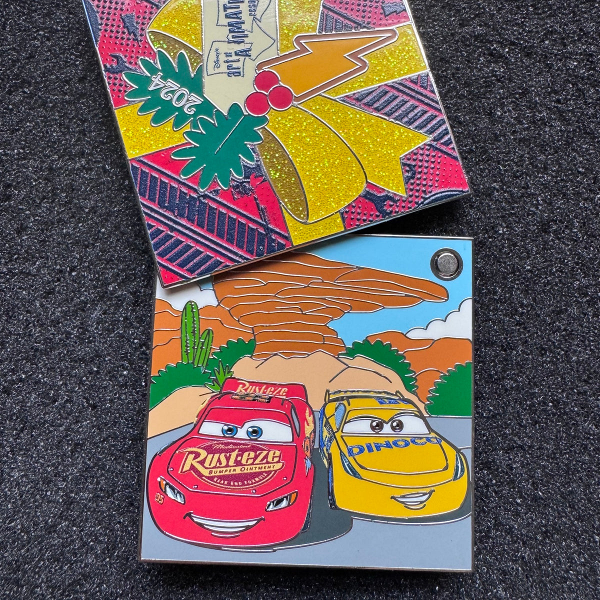 Lightning McQueen & Cruz Ramirez Art of Animation Resort Christmas Hinged Pre-Production Pin