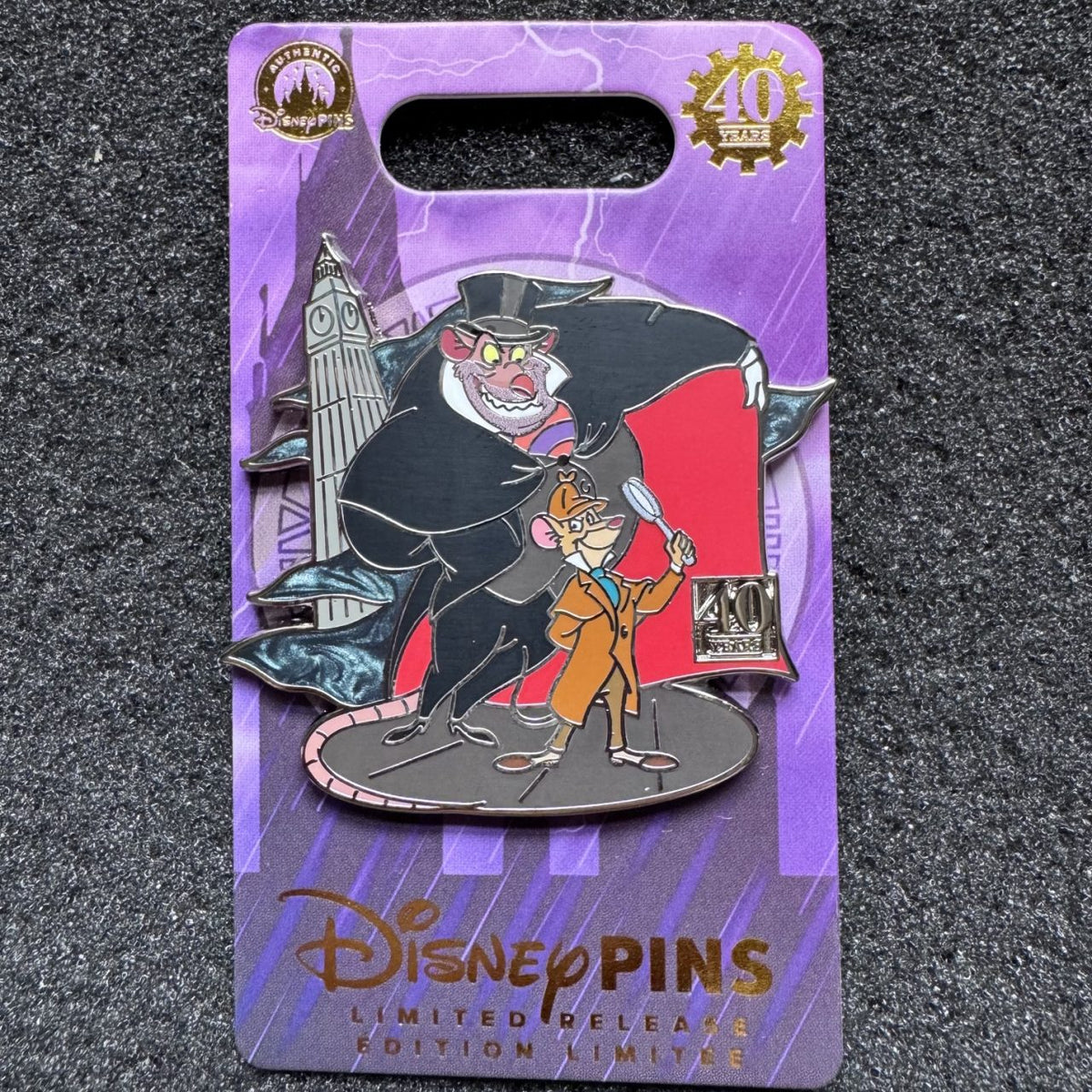 Basil and Ratigan The Great Mouse Detective 40th Anniversary Pin