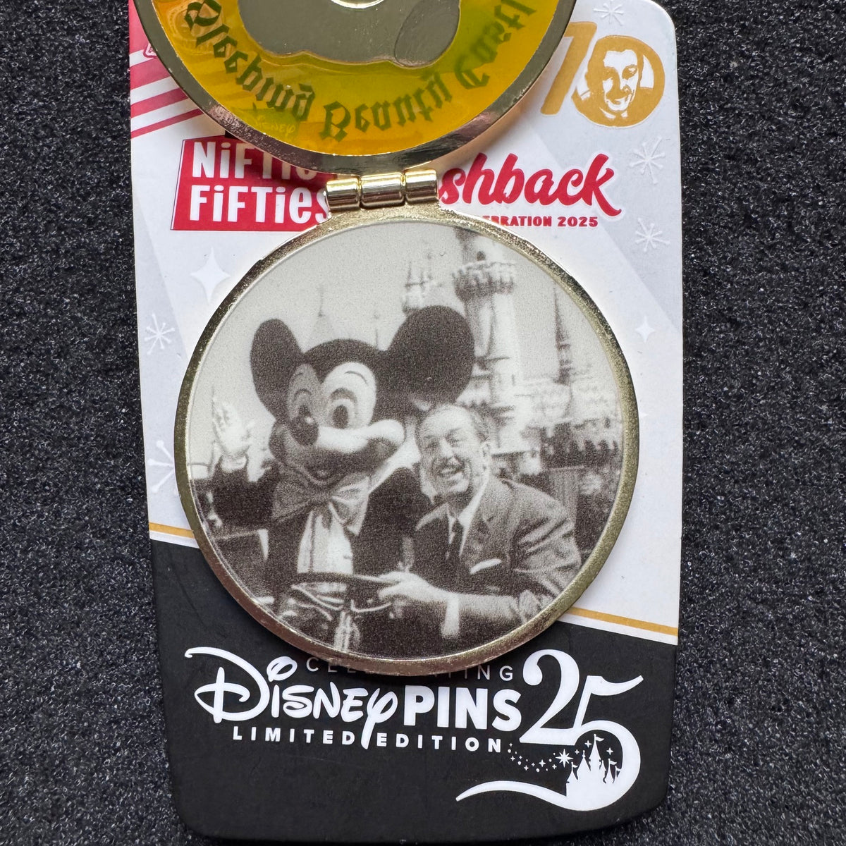 Mickey & Walt Sleeping Beauty Castle Niftie Fifties Flashback Hinged Pin