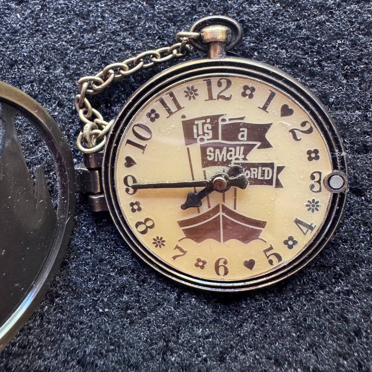 It's a Small World Stop Watch Magical Timepieces Hinged Pin