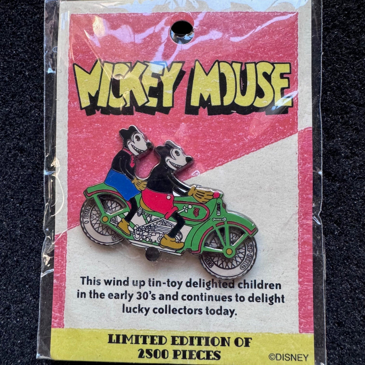 Mickey & Minnie Tin Toy 1930's Motorcycle Pin