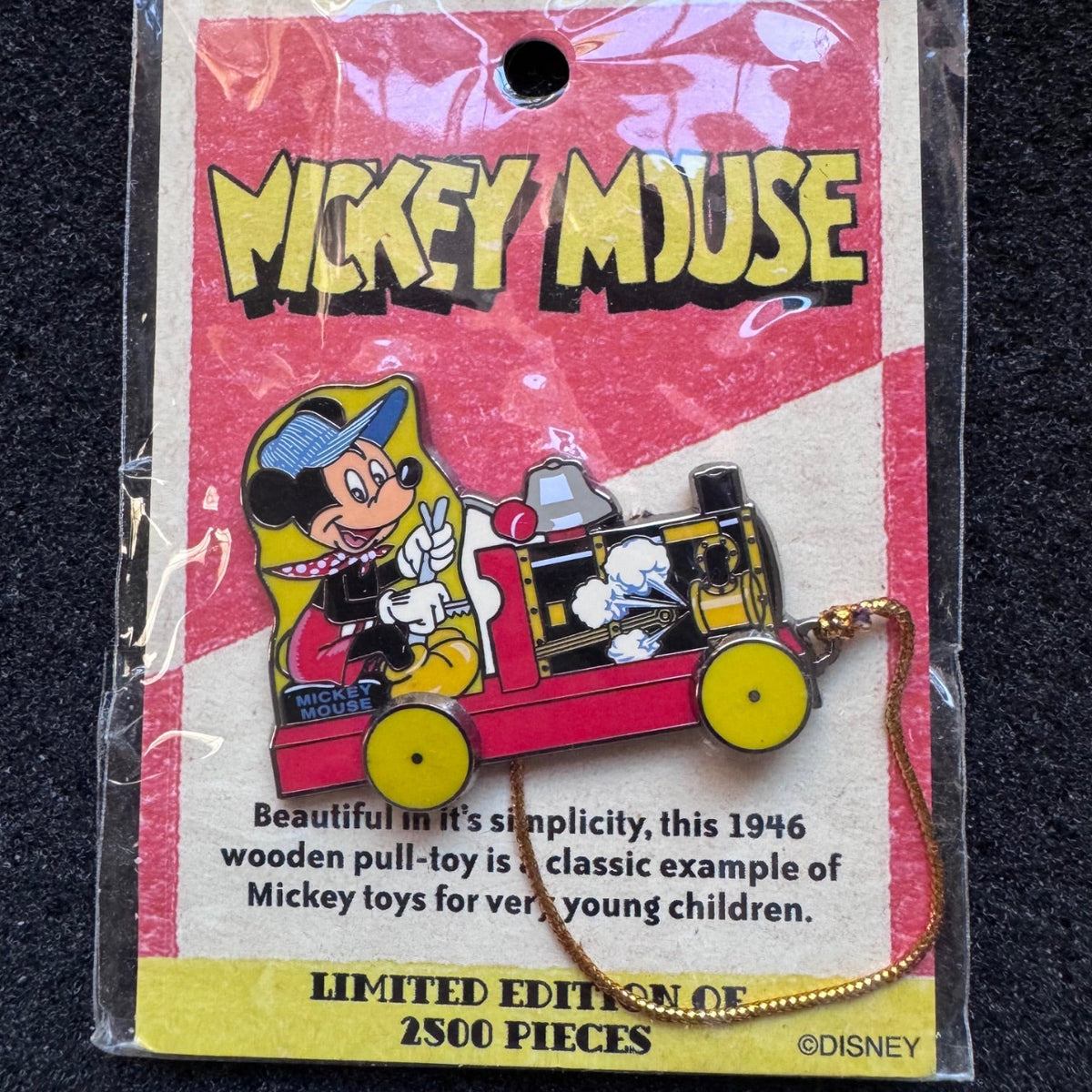 Mickey Mouse 1946 Retro Toy Train Pin