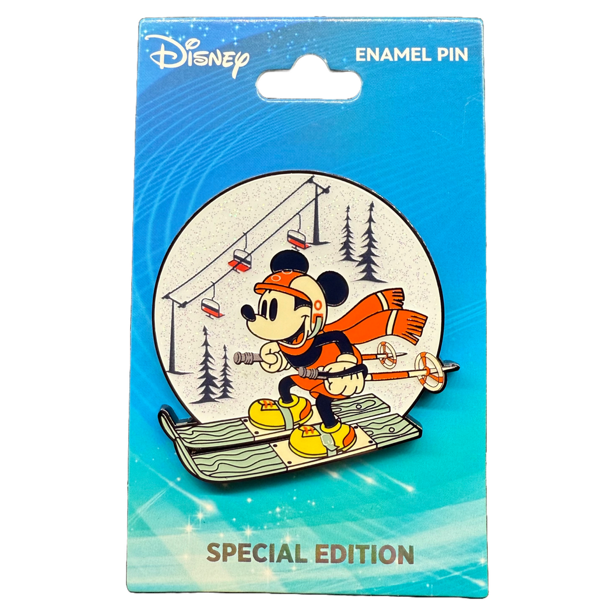 Mickey Mouse Skiing Glitter Pin at DPB Store