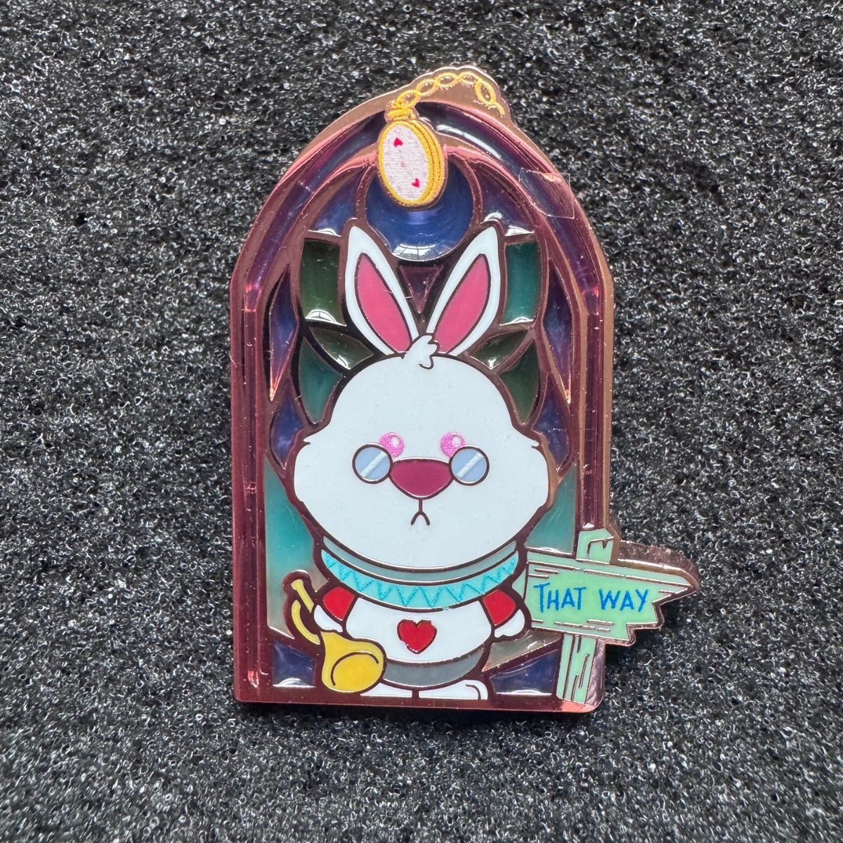 White Rabbit Stained Glass Window Pin