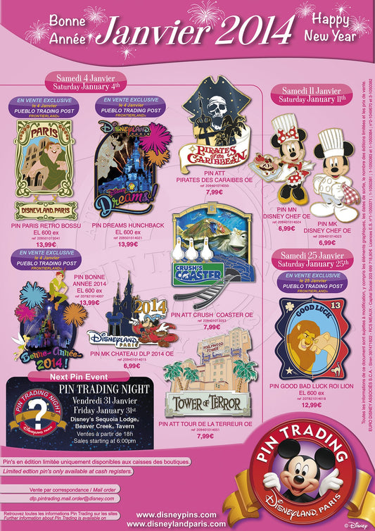 Disneyland Paris January 2014 Pins