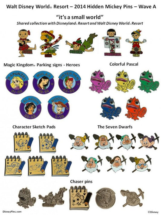Walt Disney World 2014 Wave A Hidden Mickey Pins