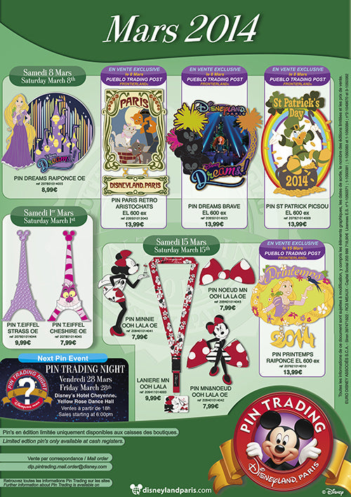 Disneyland Paris March 2014 Pins