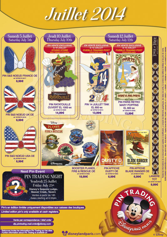 July 2014 Disneyland Paris Pins