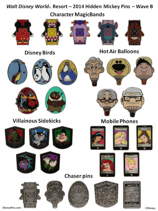 Walt Disney World 2014 Wave B Hidden Mickey Pins