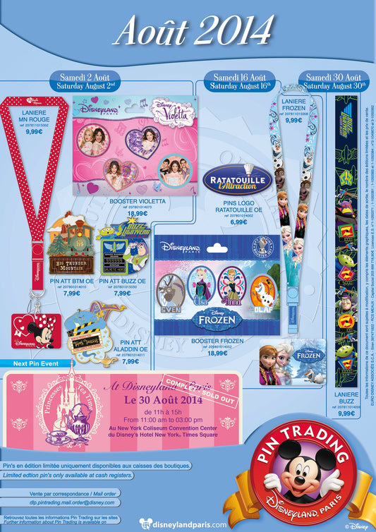 August 2014 Disneyland Paris Pins