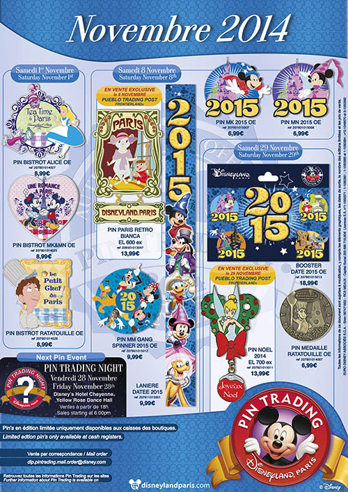 Disneyland Paris November 2014 Pins