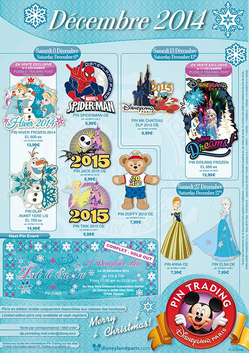 Disneyland Paris December 2014 Pins