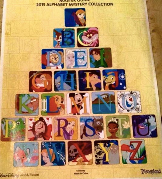 2015 Disney Alphabet Mystery Pin Collection