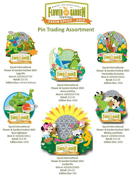 Epcot Flower & Garden Pins 2015