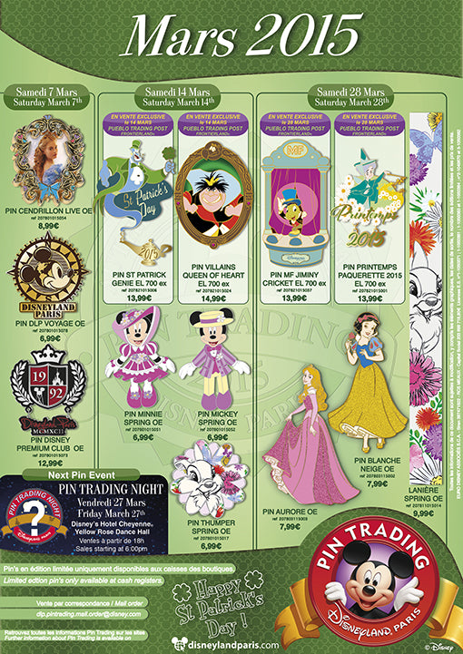 Disneyland Paris March 2015 Pins