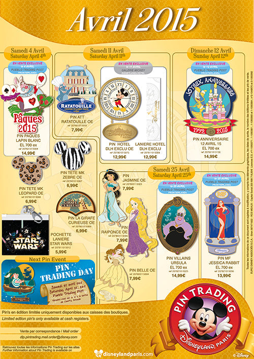 Disneyland Paris April 2015 Pins