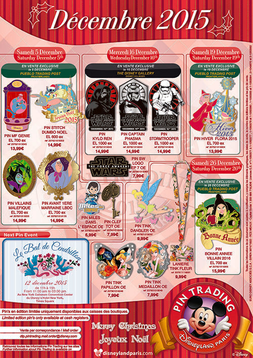Disneyland Paris December 2015 Pins