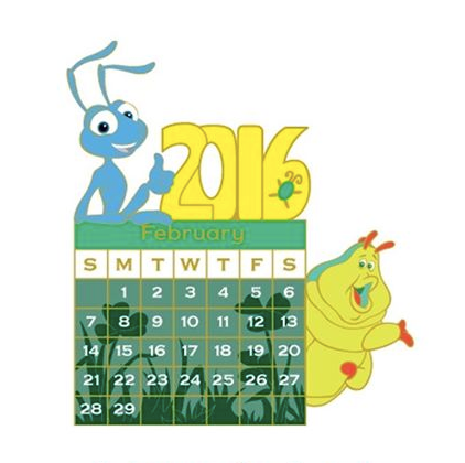 A Bug's Life February 2016 Calendar Pin