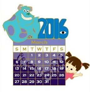 March 2016 Calendar Pin
