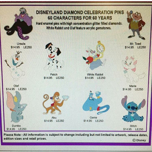 WDI Diamond 60 Character Pins May 2016