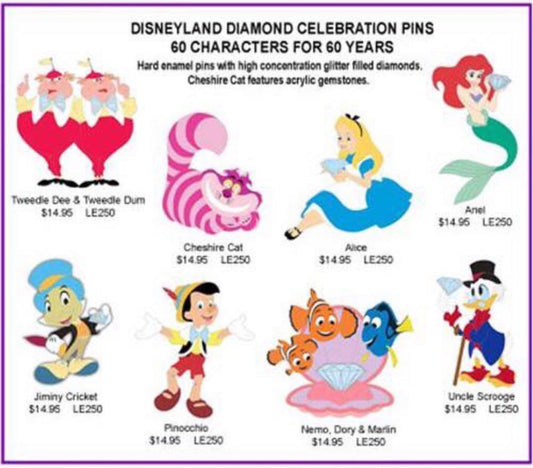 Disneyland Diamond Celebration Pins