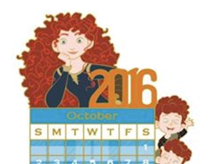 October 2016 Calendar Pin