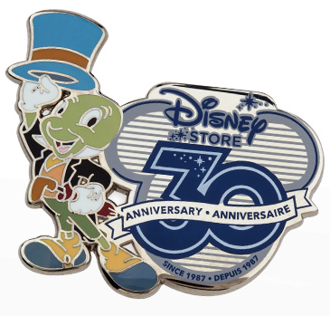 Jiminy Crickey Disney Store 30th Anniversary Pin