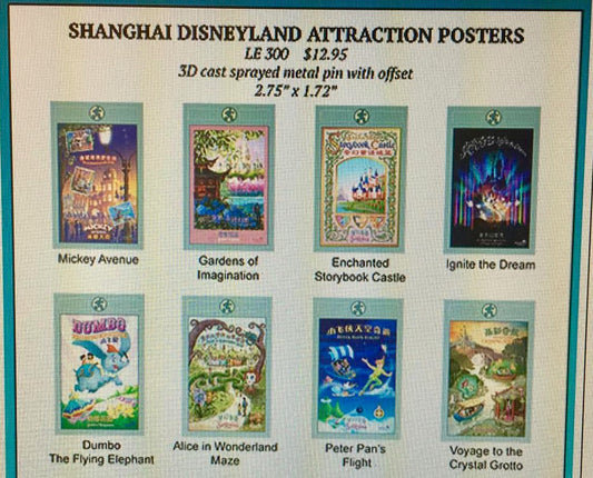 Shanghai Disneyland Attraction Poster Pins