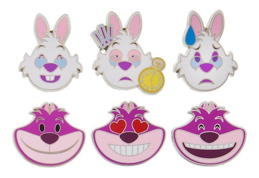 White Rabbit & Cheshire Cat Emoji Pins