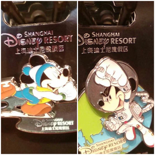 Mickey Mouse Skating & Astronaut Pins