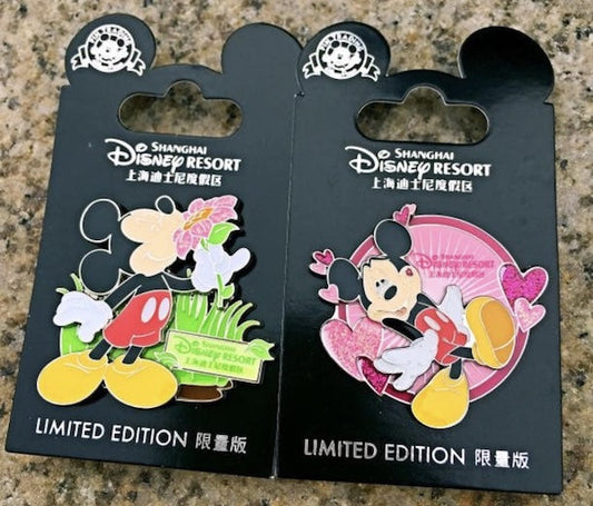 Mickey Mouse Spring & Valentine Pins - Shanghai Disney Resort