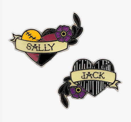 The Nightmare Before Christmas Jack & Sally Hearts Enamel Pin Set