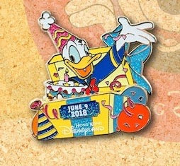 Hong Kong Disneyland Donald Birthday Pin