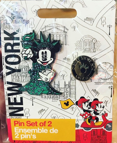 Minnie Statue of Liberty NYC Disney Store Pin Set