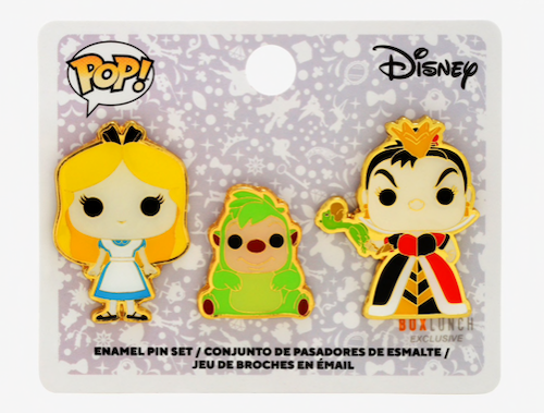 Alice, Queen of Hearts & Hedgehog Funko Pop! Disney BoxLunch Pin Set
