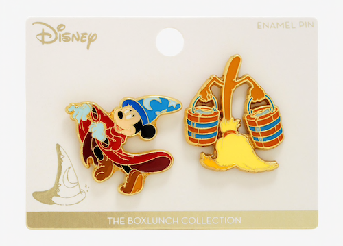 Fantasia Sorcerer Mickey & Broom BoxLunch Disney Pin Set