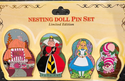 Alice in Wonderland Nesting Dolls Pin Set