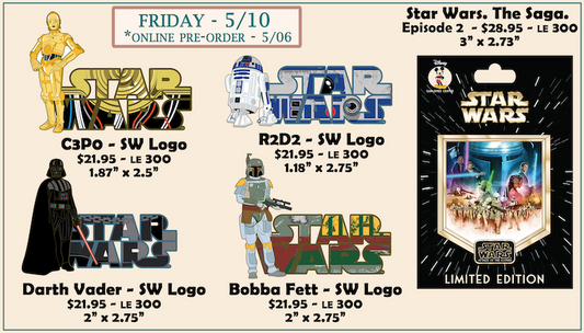 Star Wars Character Logos & Episode 2 Disney Employee Center Pins