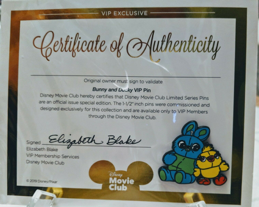 Bunny and Ducky Disney Movie Club Pin
