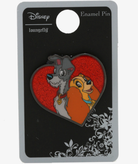 Lady and the Tramp Glitter Heart Hot Topic Disney Pin