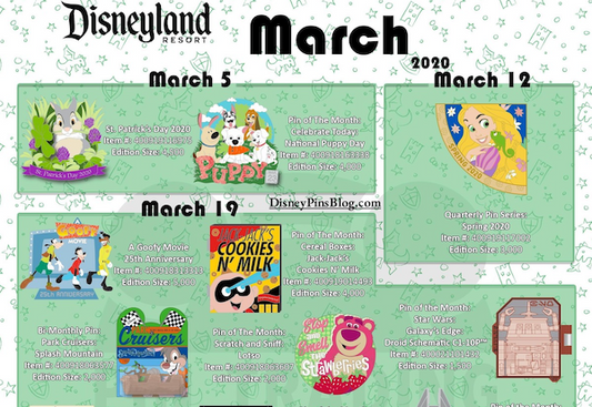 Disney Parks March 2020 Pin Preview