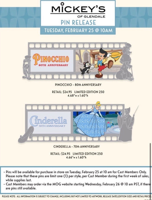 Pinocchio & Cinderella Filmstrip WDI Pin Release